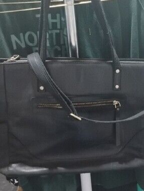 Black Laptop Tote Bag with Front Zip Pocket - Unbranded